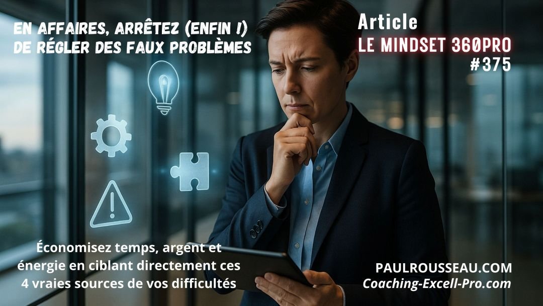 En Affaires, Arrêtez de Régler des Faux Problèmes qui vous bloquent => Économisez temps, argent et énergie en ciblant directement ces 4 vraies sources de vos difficultés